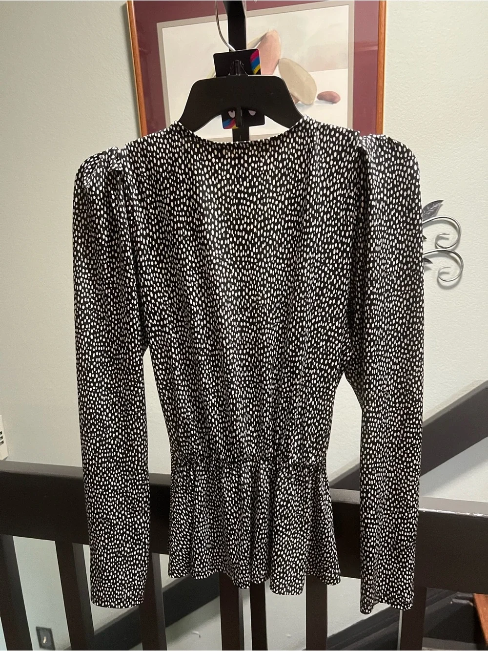 Banana Republic Black and White Printed Wrap-Style Blouse #319